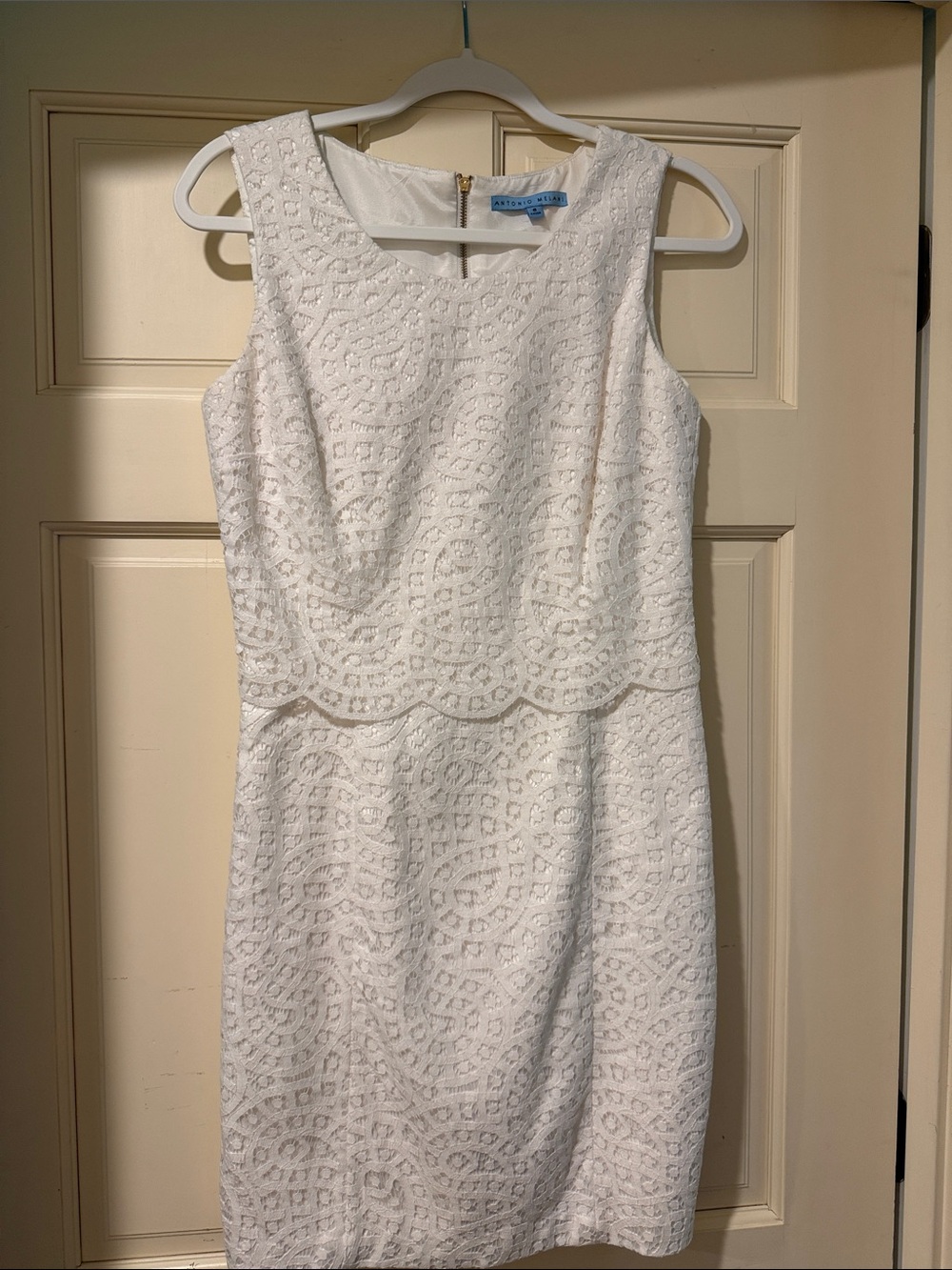 ANTONIO MELANI White Lace Sheath Mini Dress